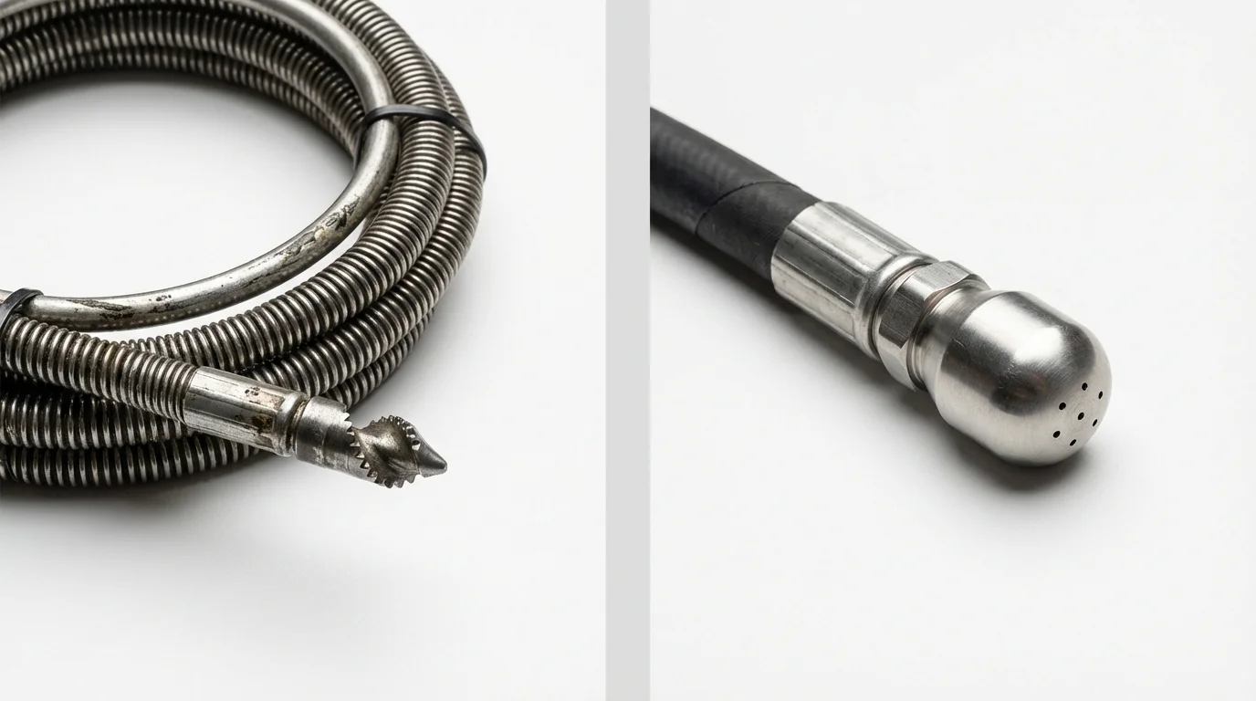 Drain snake cable and hydro jetting nozzle used for drain cleaning in Phoenix, AZ