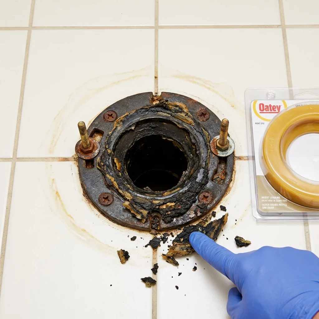 Failed wax ring showing water seepage at the base of a toilet in a Phoenix, AZ home