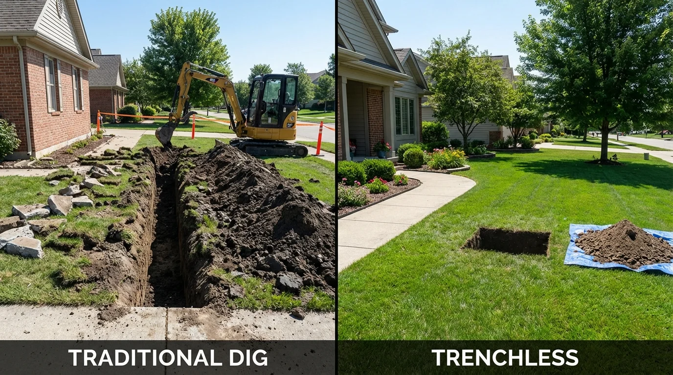 Trenchless sewer repair with minimal yard damage versus traditional excavation in Phoenix, AZ